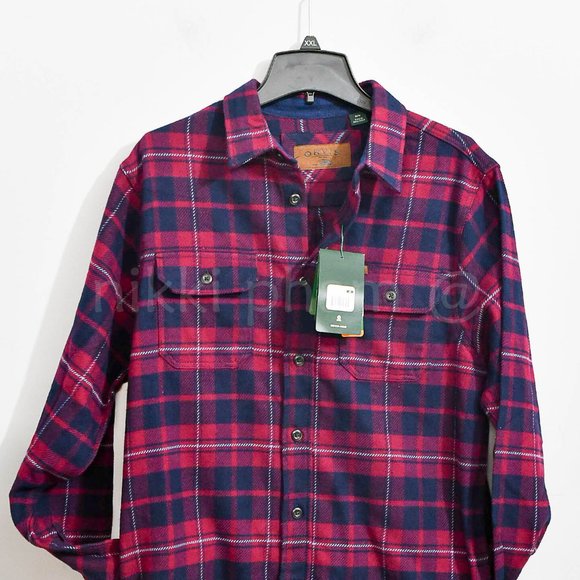 NWT  ORVIS Heavy Weight Flannel Men's  Hand Pockets Long Sleeve in Red - Picture 3 of 5